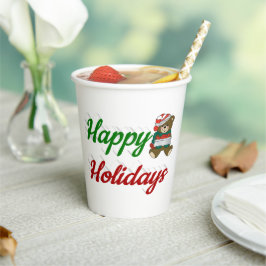 Gobelets En Papier Joyeuses fêtes Teddy Bear script de Noël