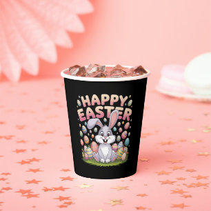 Gobelets En Papier Joyeuses Pâques 2025 Œufs Lapin Mignon