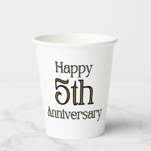 Gobelets En Papier Joyeuses tasses à papier du 5e anniversaire