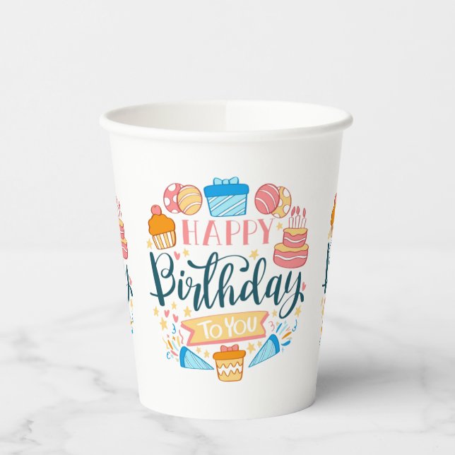 Gobelets En Papier Joyeuses tasses à thème d'anniversaire (Gauche)