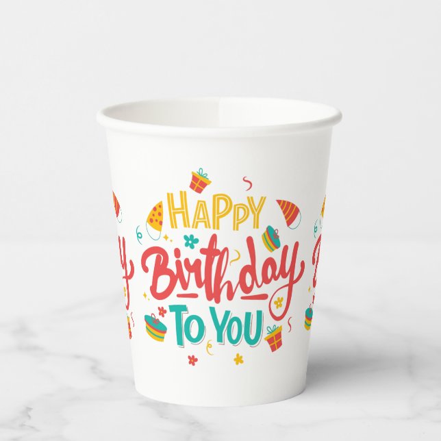 Gobelets En Papier Joyeuses tasses à thème d'anniversaire (Gauche)