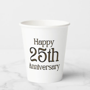 Gobelets En Papier Joyeuses tasses de papier du 25e anniversaire