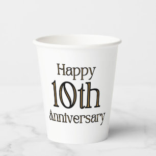 Gobelets En Papier Joyeuses tasses en papier du 10e anniversaire