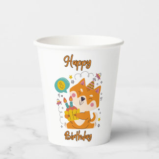 Gobelets En Papier Joyeuses tasses en papier Shiba Inu Anniversaire