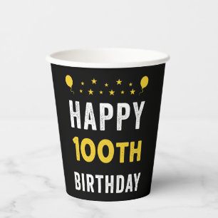 Gobelets En Papier Joyeux 100e anniversaire Centenaire Fête