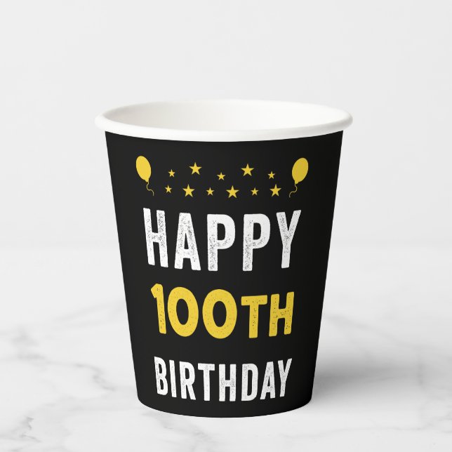 Gobelets En Papier Joyeux 100e anniversaire Centenaire Fête (Recto)