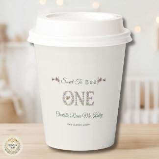 Gobelets En Papier Joyeux 1er Anniversaire Sweet To Bee One Lavande A