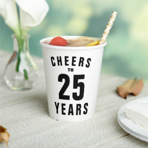 Gobelets En Papier Joyeux 25e anniversaire de mariage fête célébratio