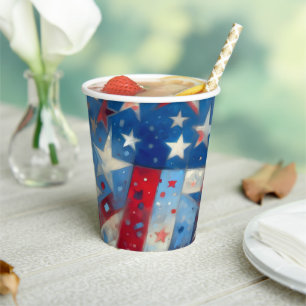 Gobelets En Papier Joyeux 4 juillet Drapeau américain Abstrait patr