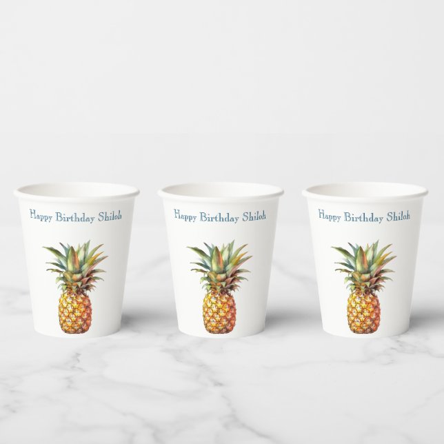 Gobelets En Papier Joyeux ananas tropical (Multi)