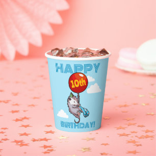 Gobelets En Papier Joyeux anniversaire ! Ajouter L'Âge Opossum & Ball