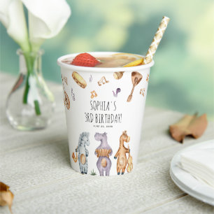 Gobelets En Papier Joyeux Anniversaire Animaux Africains Musicaux Aqu