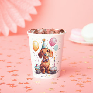 Gobelets En Papier Joyeux Anniversaire Chien Teckel