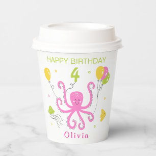 Gobelets En Papier Joyeux anniversaire de poulpe