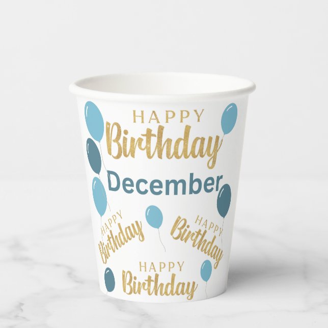 Gobelets En Papier Joyeux anniversaire Décembre anniversaires Coupe p (Recto)