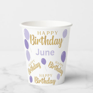 Gobelets En Papier Joyeux anniversaire Juin anniversaires Coupe papie