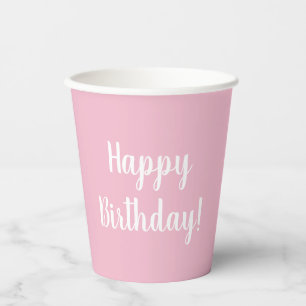 Gobelets En Papier Joyeux Anniversaire Pastel rose fête d'anniversair