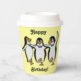 Gobelets En Papier Joyeux anniversaire ! Pingouins dansants amusants