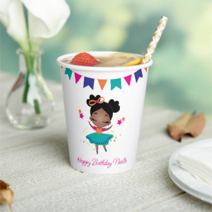 Gobelets En Papier Joyeux anniversaire ! Princesse Ballerina avec Bow