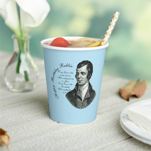 Gobelets En Papier Joyeux Anniversaire Rabbie - Robert Burns Large (Insitu)