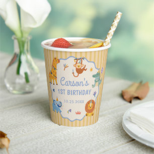 Gobelets En Papier Joyeux Anniversaire Sauvage Mignon Animaux de Safa