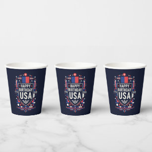 Gobelets En Papier Joyeux anniversaire USA 250