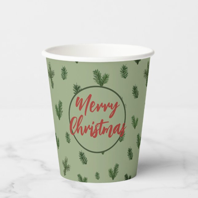 Gobelets En Papier joyeux arbre de noël (Recto)