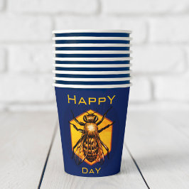 Gobelets En Papier Joyeux B Jour Miel Abeille Cool Marine Abeille Ann