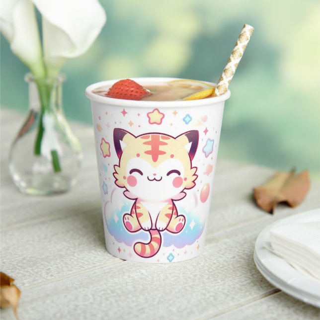 Gobelets En Papier Joyeux Baby shower de tigre adorable (Insitu)