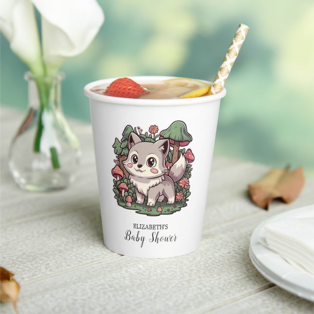 Gobelets En Papier Joyeux Baby shower Wolf Joueur (Insitu)