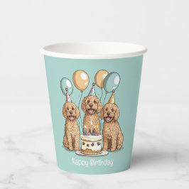 Gobelets En Papier Joyeux Chiens Goldendoodle Anniversaire