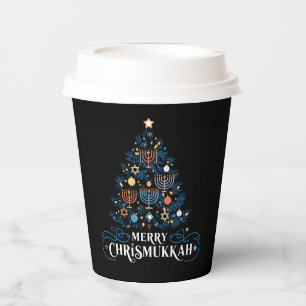 Gobelets En Papier Joyeux Chrismukkah Fête juive Hanukkah