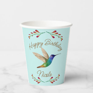 Gobelets En Papier Joyeux colibri d'anniversaire