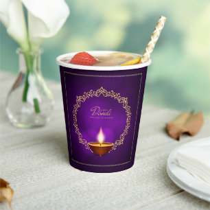 Gobelets En Papier Joyeux Diwali violet