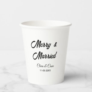Gobelets En Papier Joyeux et marié ajouter un couple Nom date holiday