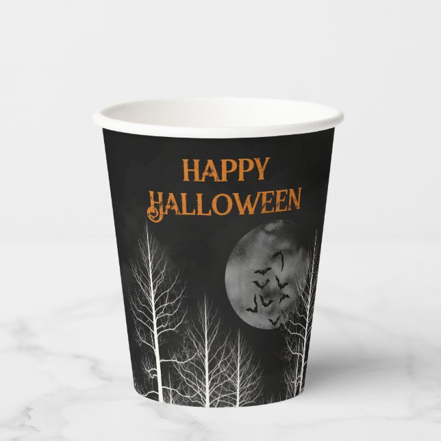Gobelets En Papier Joyeux Halloween Dark Woods Party (Recto)