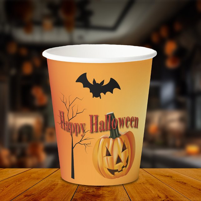 Gobelets En Papier Joyeux Halloween Jack O'Lantern (Créateur téléchargé)
