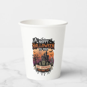 Gobelets En Papier Joyeux Halloween Vous Maison Hantée Squelette Chau