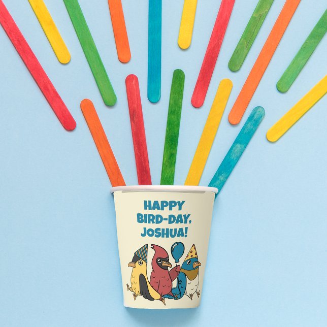 Gobelets En Papier Joyeux Jour des Oiseaux Cartoon Oiseaux à thème An (Créateur téléchargé)