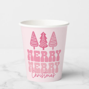 Gobelets En Papier Joyeux Joyeux Noël - Conception des Fêtes Rose