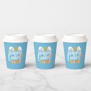 Gobelets En Papier Joyeux Lapin de Pâques Œuf Vacances