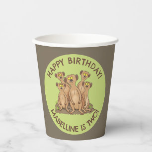 Gobelets En Papier Joyeux meerkats personnalisées dessin d'anniversai