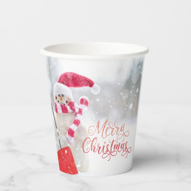 Gobelets En Papier Joyeux Noël Coupes en papier motoneige hiver (Recto)