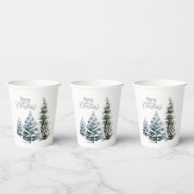 Gobelets En Papier Joyeux Noël hiver Scène Coupe en papier (Multi)