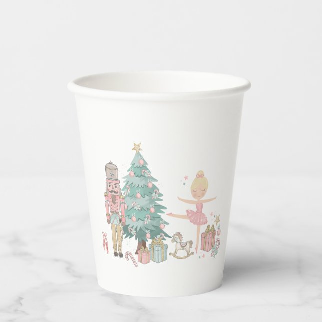 Gobelets En Papier Joyeux Noël Nutcracker Ballet Aquarelle bébé (Recto)