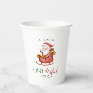 Gobelets En Papier Joyeux Noël Santa Merveilleux Premier Anniversaire