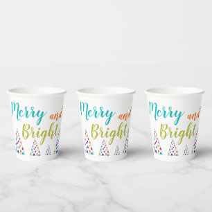 Gobelets En Papier Joyeux Noël turquoise et lumineux