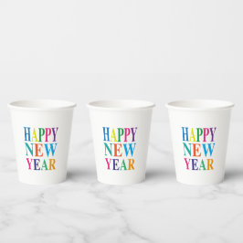 Gobelets En Papier Joyeux Nouvel An coloré