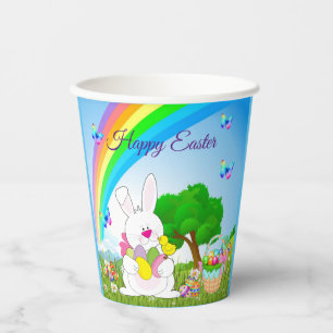 Gobelets En Papier Joyeux OEufs colorés de lapin de Pâques mignonnes