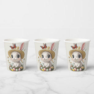 Gobelets En Papier Joyeux oeufs de lapin de Pâques papillons Ladybug